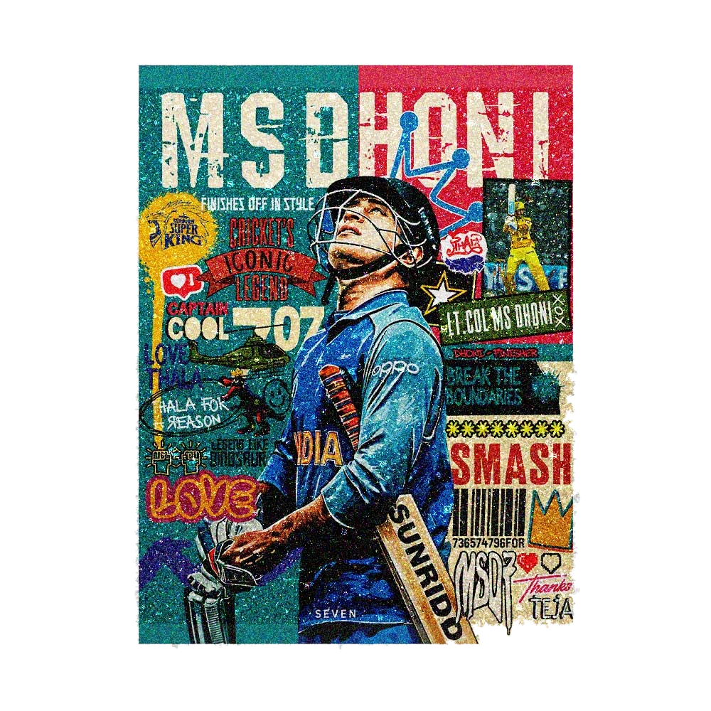 Cricket Legend Collage Glitter Sticker